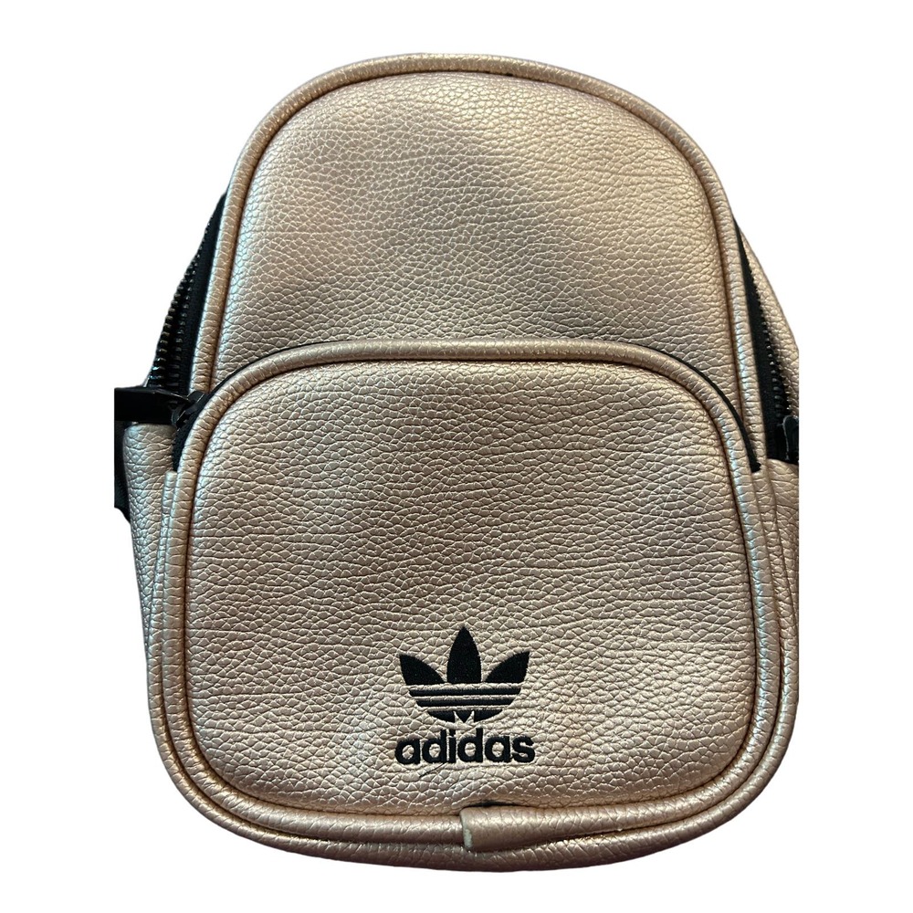 Adidas Originals Mini Backpack PU Leather Light Rose Gold Pink Zip Pocket